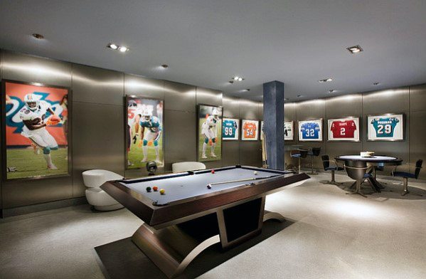 Sports themed man cave