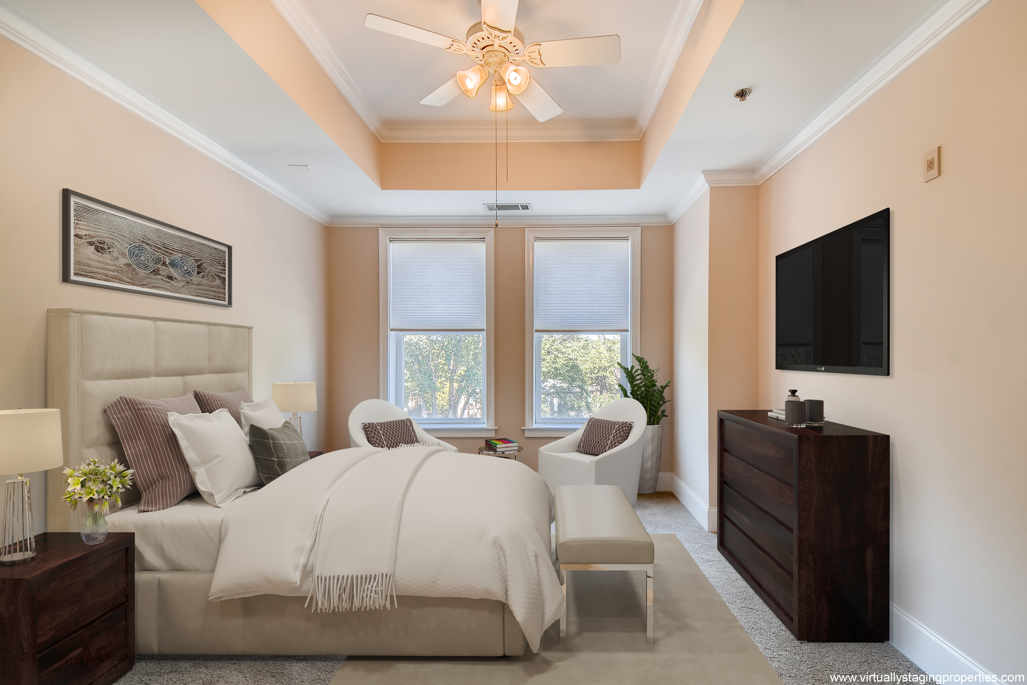 Virtual staging used on a bedroom.