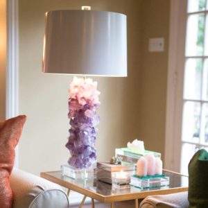 Side table with a crystal lamp