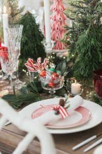 Christmas-themed table setting