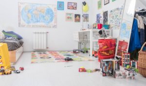 Kids play room with toys on the floor